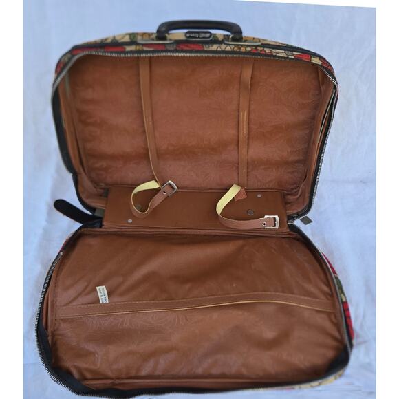 Vintage K-Mart Luggage Travel Bag Suitcase 17" x 11" x 4" Front Pocket Floral - Picture 2 of 11